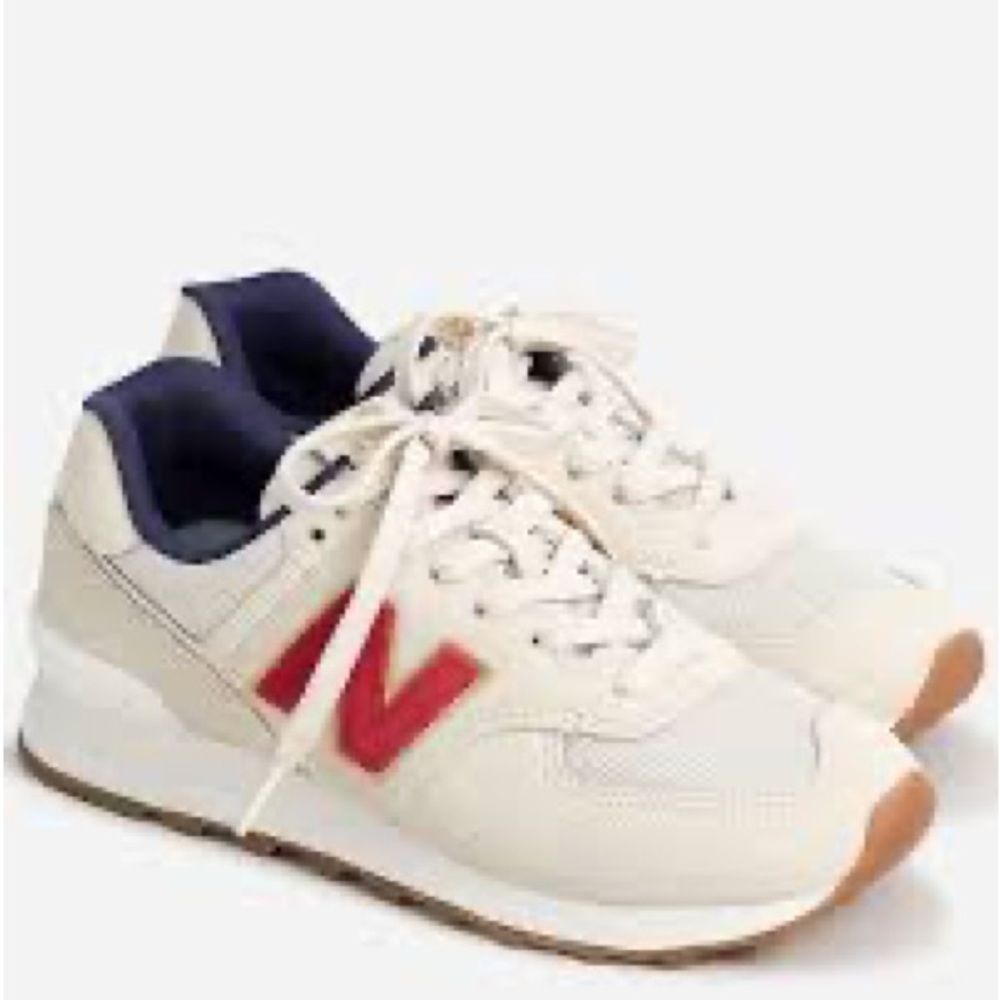 New Balance 574 in Cream and Red (w/gold details)